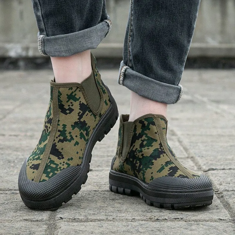 Damen robuste Gummistiefel mit rutschfester Sohle und camouflierte Oberfläche