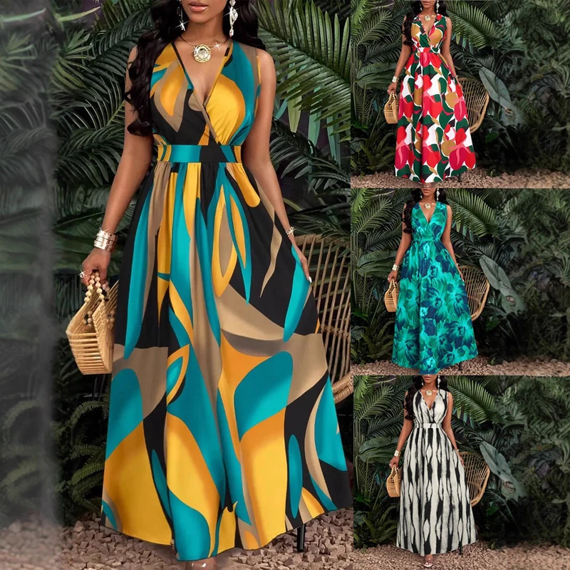 Damen Maxi-Kleid mit elegantem V-Ausschnitt Nord Taschen
