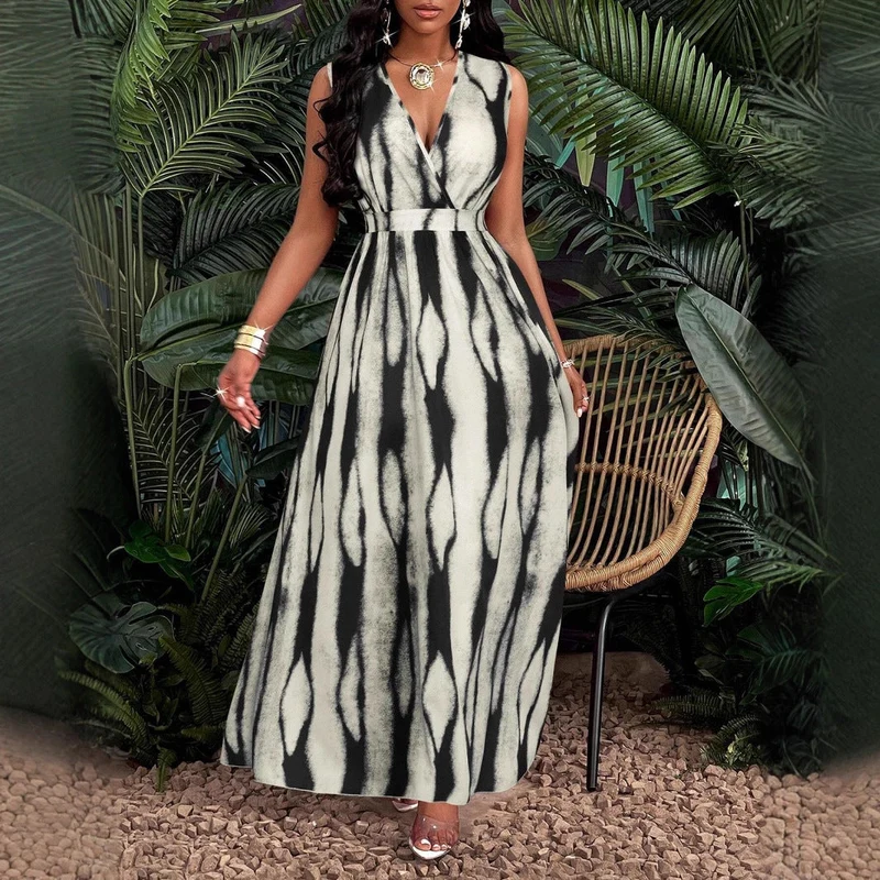 Damen Maxi-Kleid mit elegantem V-Ausschnitt Nord Taschen