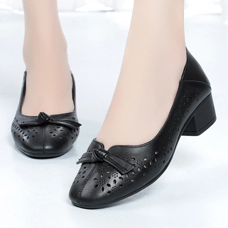 Damen Elegante und luftige Ballerinas mit modischem Lochdesign und komfortablem Absatz