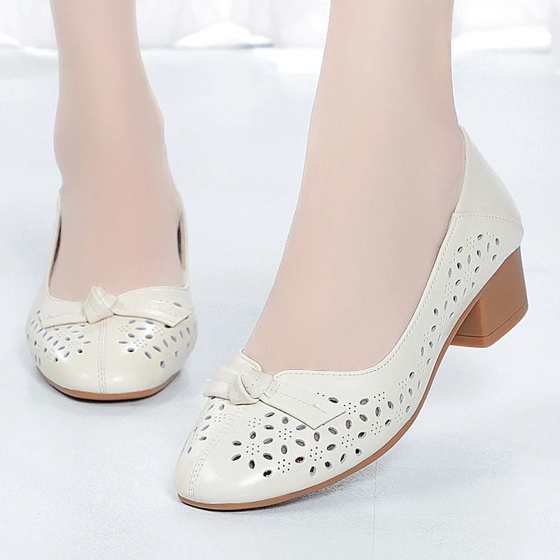 Damen Elegante und luftige Ballerinas mit modischem Lochdesign und komfortablem Absatz