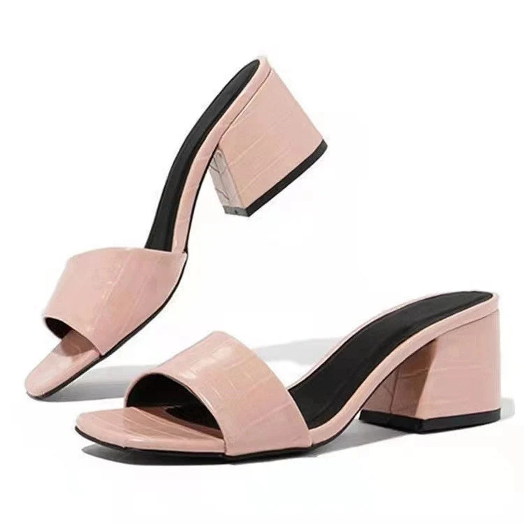 Damen offene Blockabsatz-Sandaletten mit elegantem Krokodilleder-Design