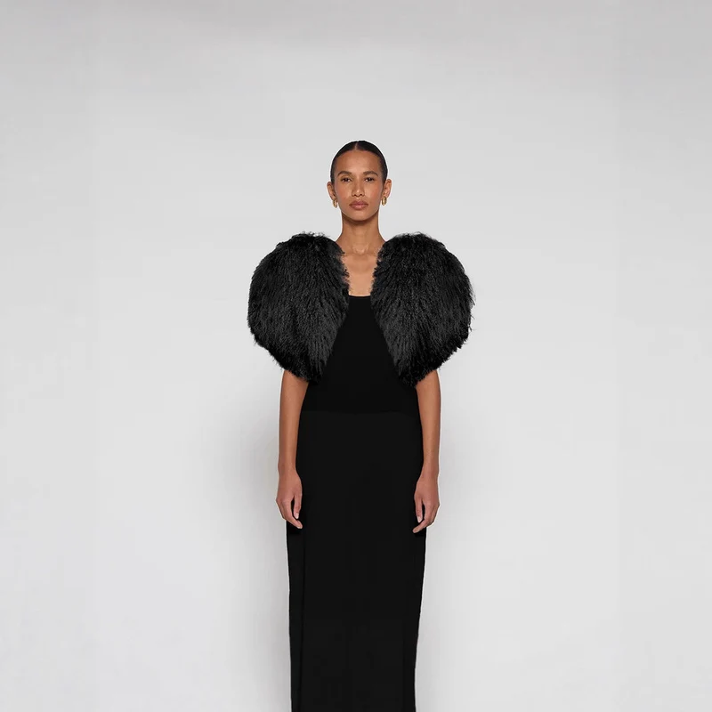 Damen Extravagante Kunstpelzjacke im Volumenstil