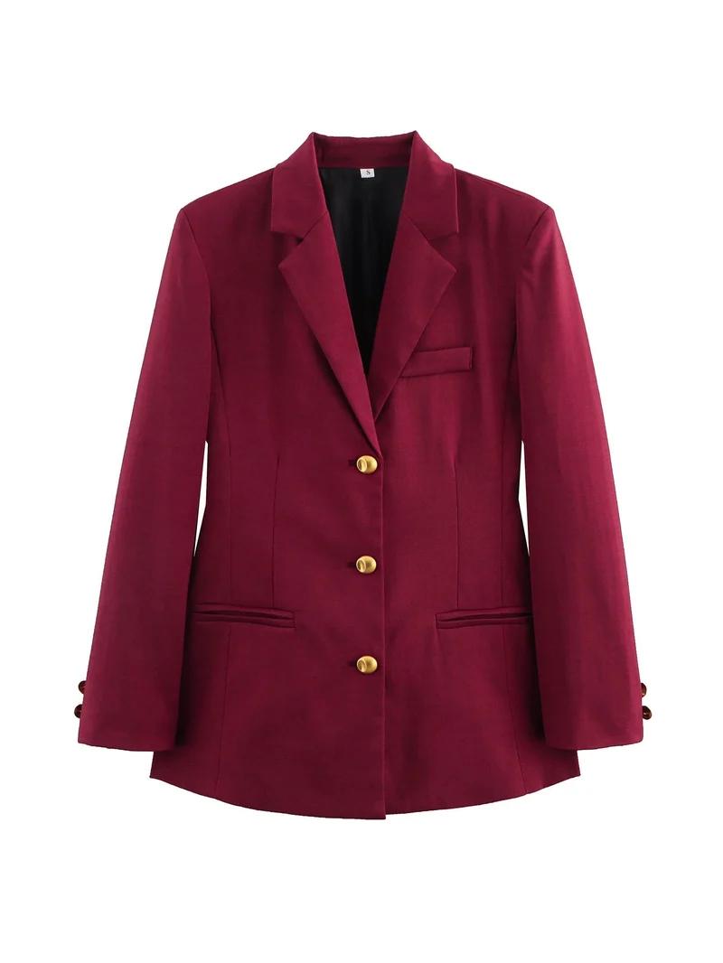 Damen karierten Blazer mit goldenen Knöpfen und praktischen Taschen Nord Taschen