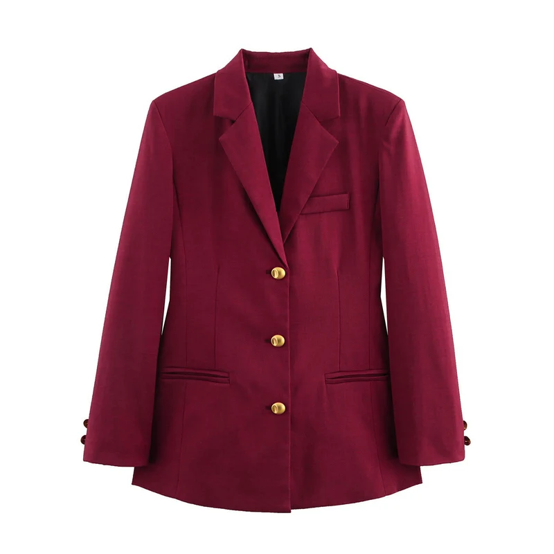 Damen karierten Blazer mit goldenen Knöpfen und praktischen Taschen Nord Taschen