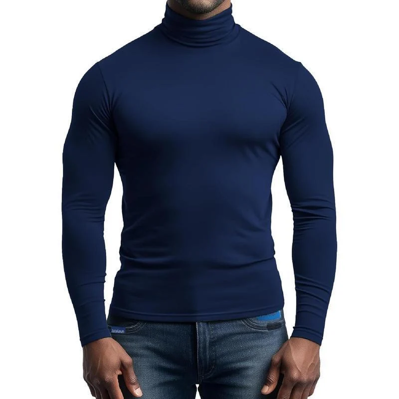 Herren atmungsaktives Rollkragen-T-Shirt aus weichem Jersey
