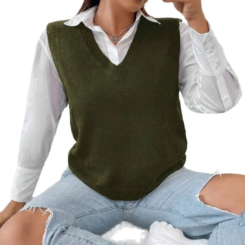 Damen Strickweste mit V-Ausschnitt und feinem Rippstrickmuster