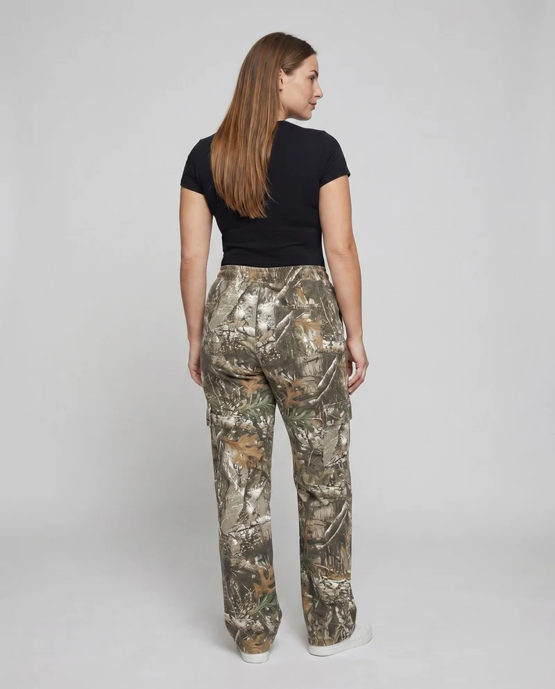 Damen Militärische Camouflage-Muster MischgewNord Taschene Cargo-Palazzo-Hose