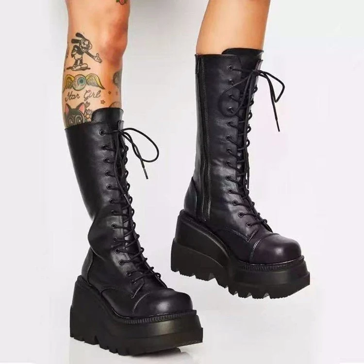 Damen Schnürstiefel im Urban-Style mit stabiler Sohle
