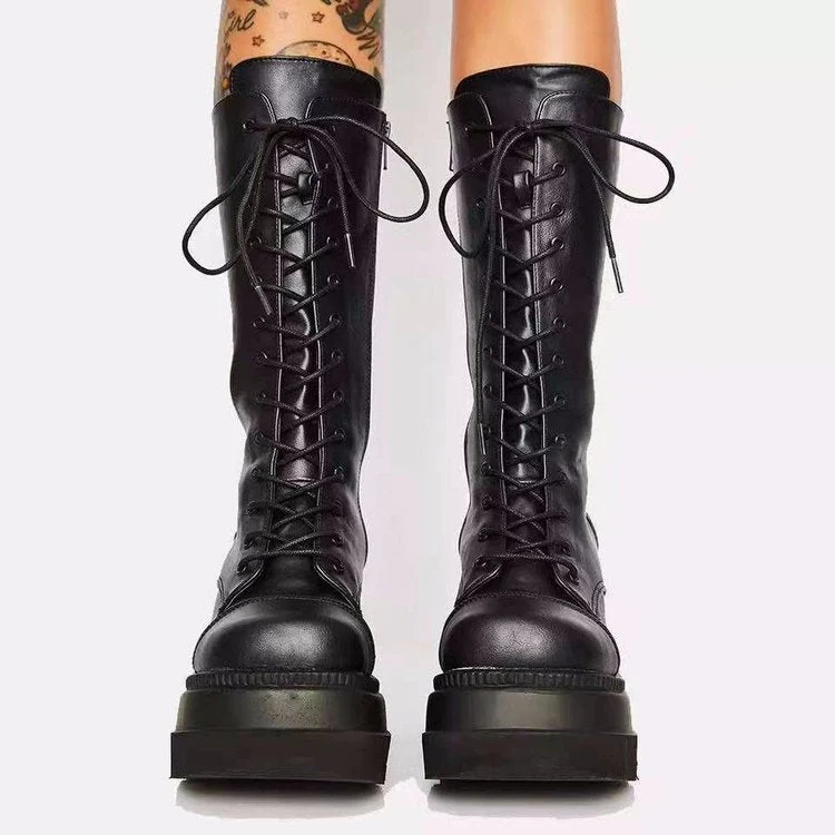 Damen Schnürstiefel im Urban-Style mit stabiler Sohle