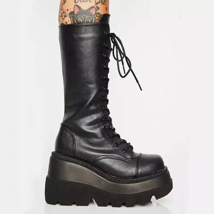 Damen Schnürstiefel im Urban-Style mit stabiler Sohle