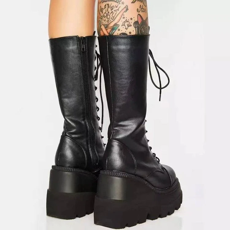 Damen Schnürstiefel im Urban-Style mit stabiler Sohle