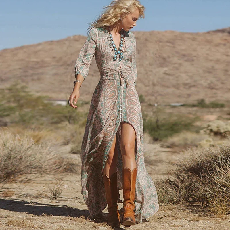Sexy Bohemian-Print-Kleid für europäische und amerikanische Frauen