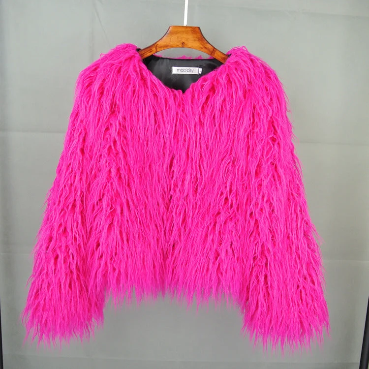 Damen statement Fleece-Jacke mit voluminösem Look