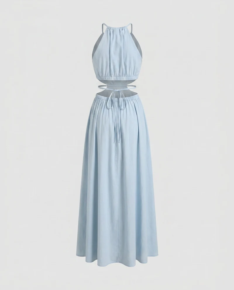 Damen Luftiges Maxikleid mit frechem Rückenausschnitt und feinen Trägern