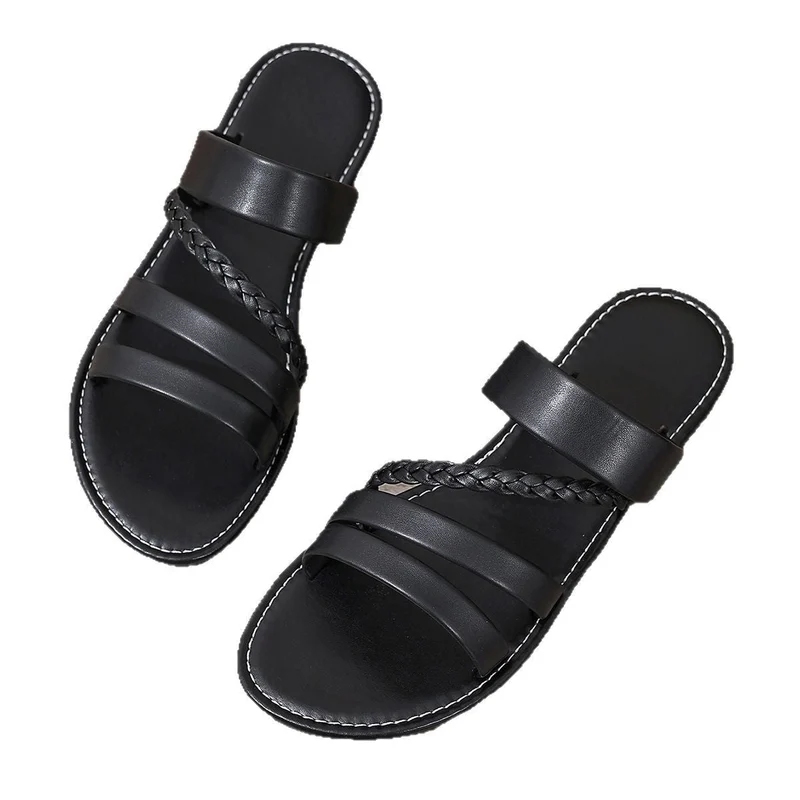 Damen Riemensandalen mit geflochtenem Design und bequemer Sohle