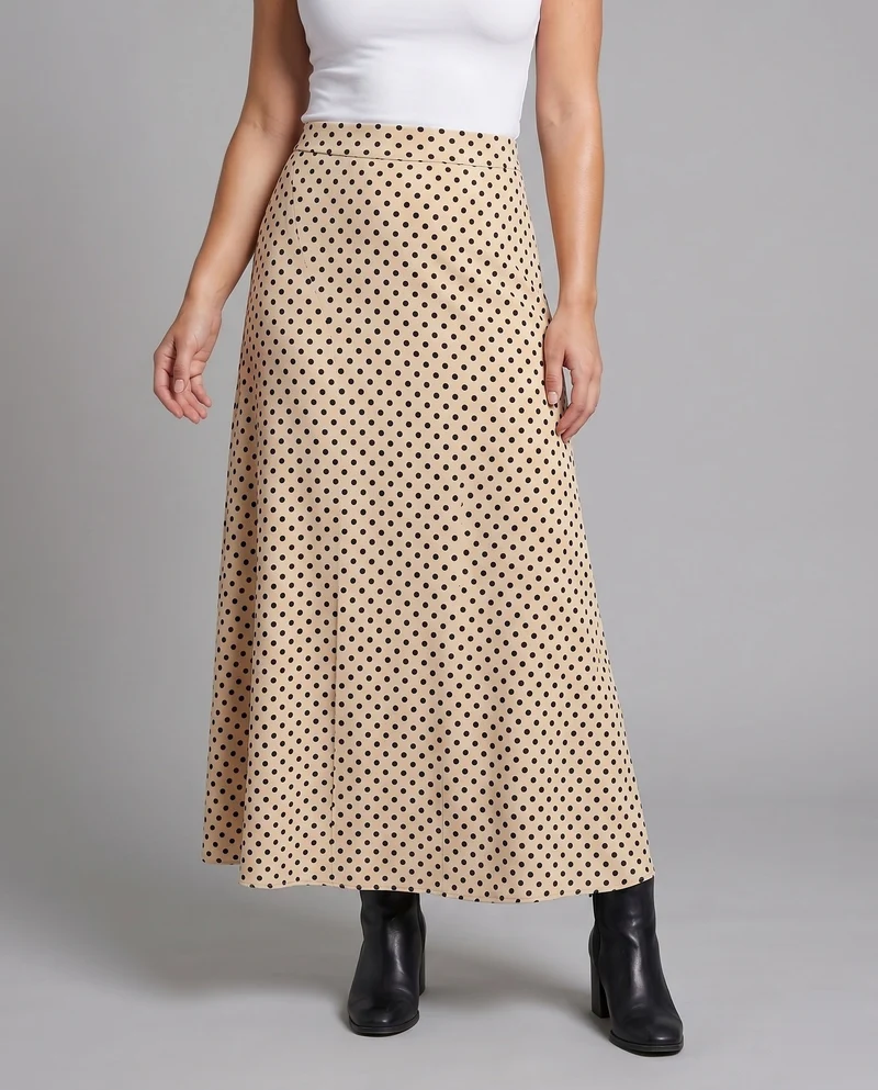 Damen Maxirock mit stilvollem Punktedesign und fließendem Fall