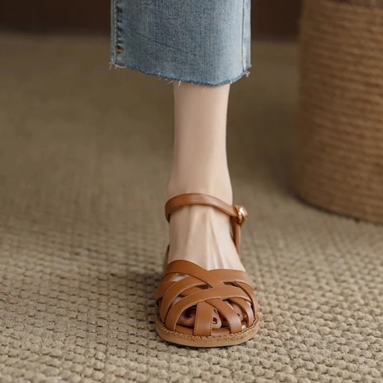 Damen Riemchen-Sandalen mit elegantem Flechtdesign und verstellbarem Riemen
