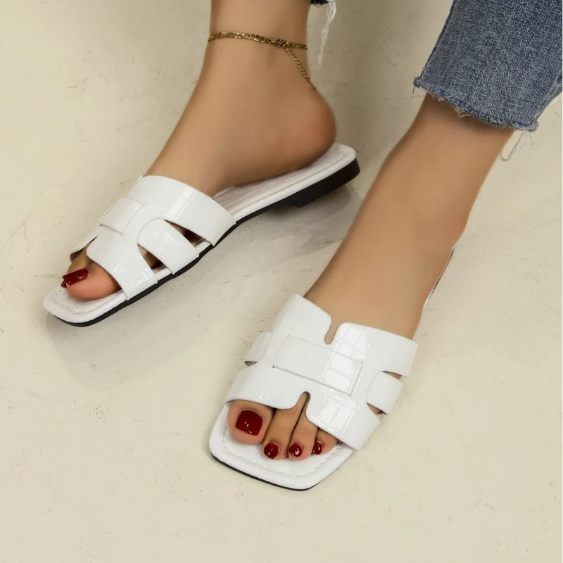 Damen Komfortable Slip-On Sandalen mit trendiger Kroko-Prägung