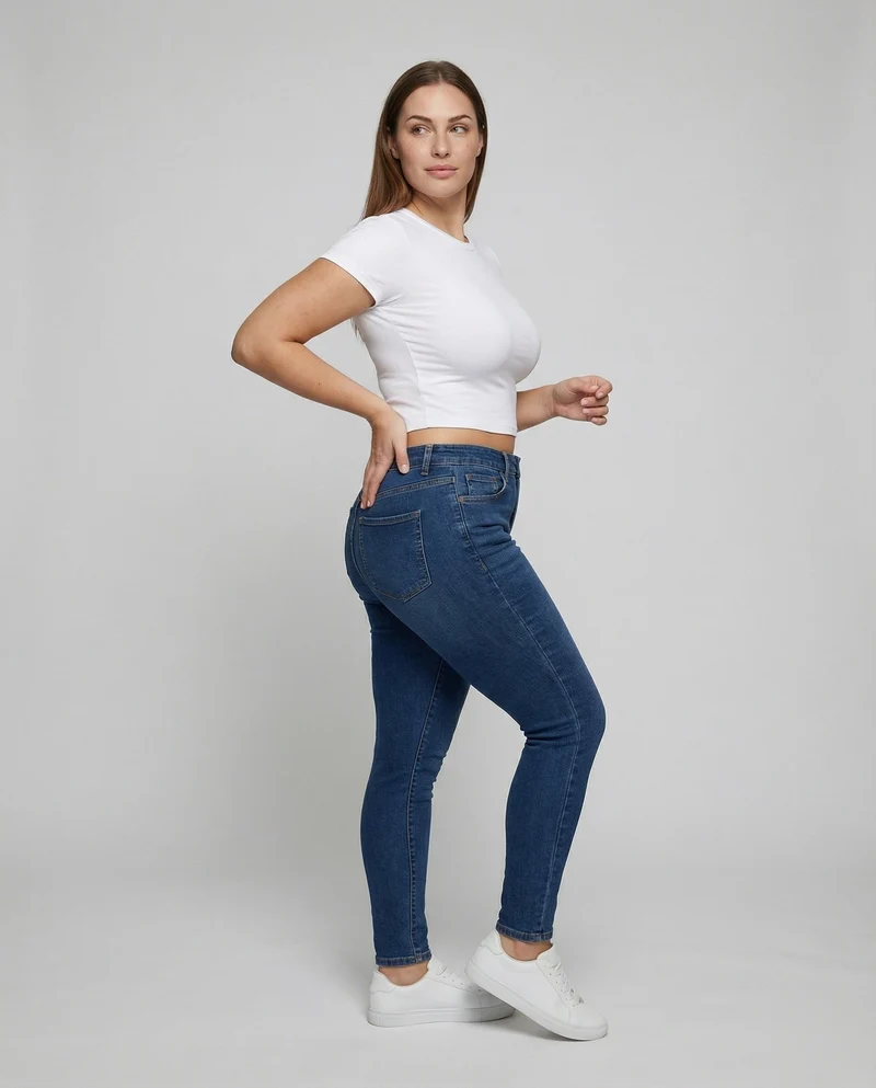 Damen Figurbetonte Elastische Baumwoll Kurzarmshirt