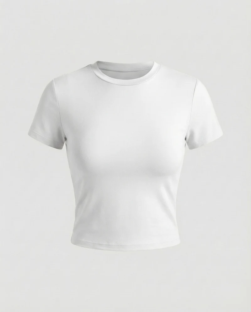 Damen Figurbetonte Elastische Baumwoll Kurzarmshirt