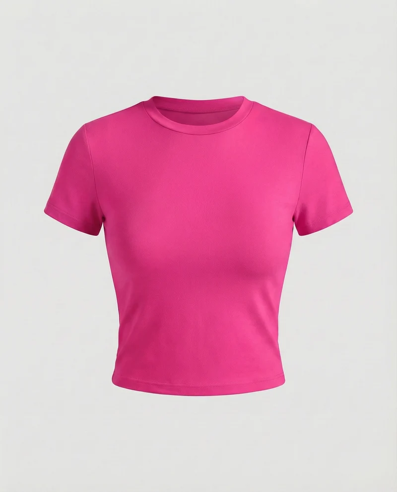 Damen Figurbetonte Elastische Baumwoll Kurzarmshirt