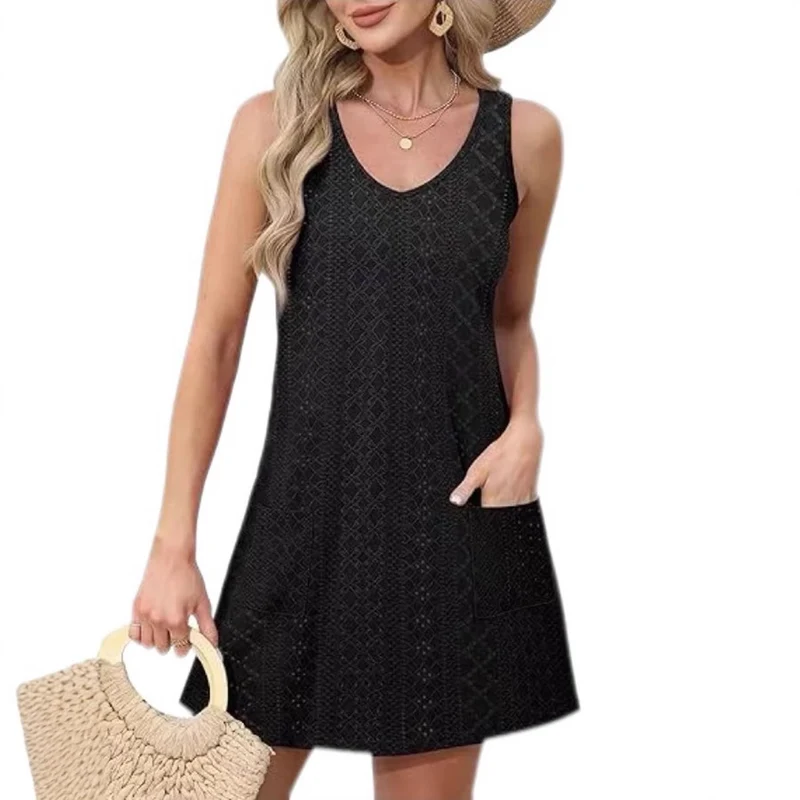 Damen Freizeitkleid mit Taschen und V-Ausschnitt Nord Taschen