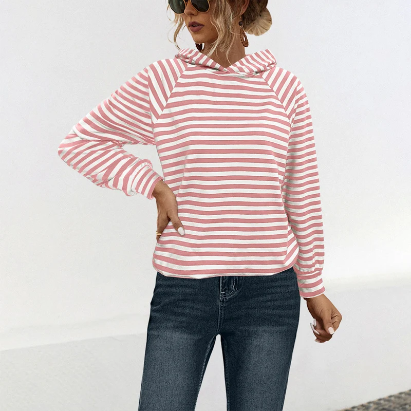 Damen Kapuzensweatshirt mit gestreiftem Design und modernem Schnitt