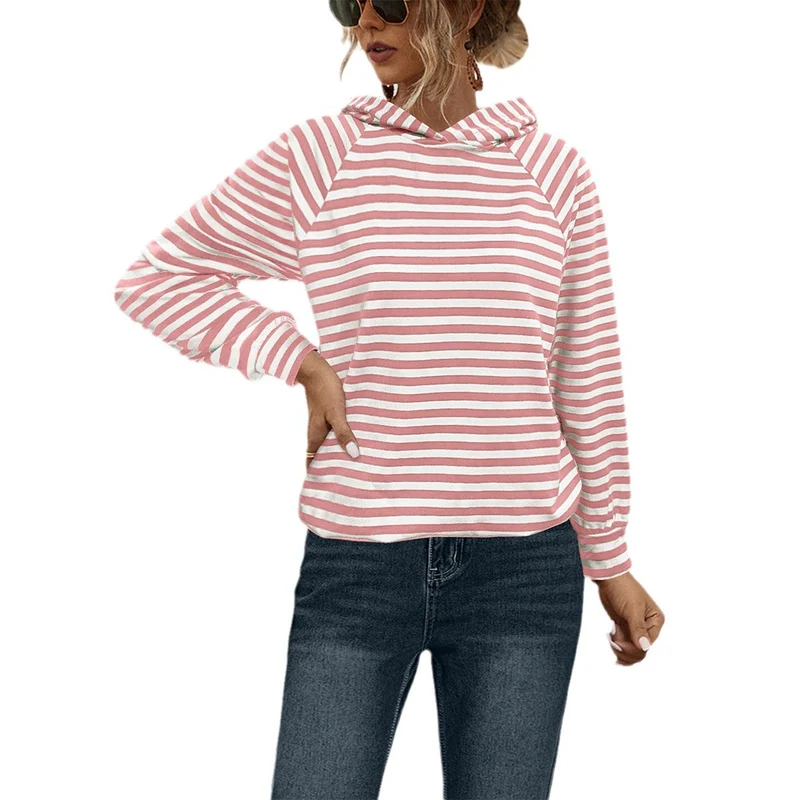 Damen Kapuzensweatshirt mit gestreiftem Design und modernem Schnitt