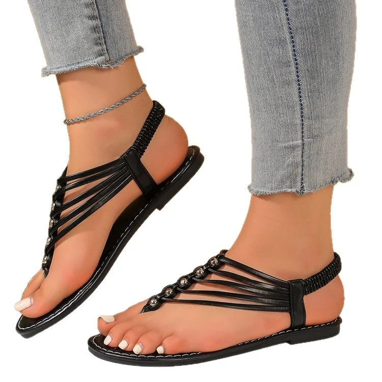 Damen fußfreundliche Sandalen mit modischen Riemchen und eleganten Metallakzenten
