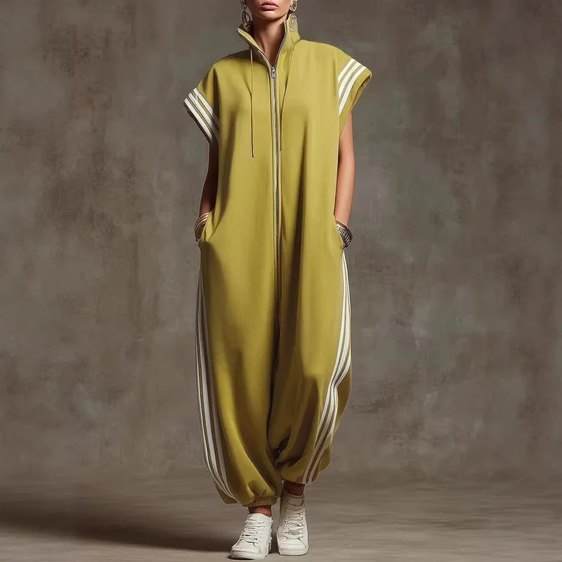 Damen Stylish Jumpsuit mit modernen Kontrasten Nord Taschen