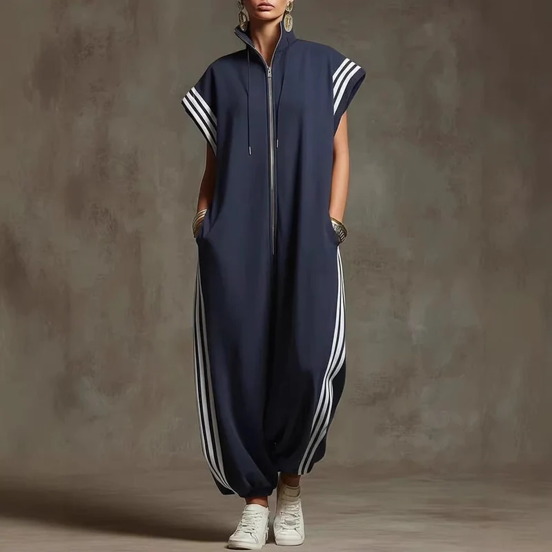 Damen Stylish Jumpsuit mit modernen Kontrasten Nord Taschen