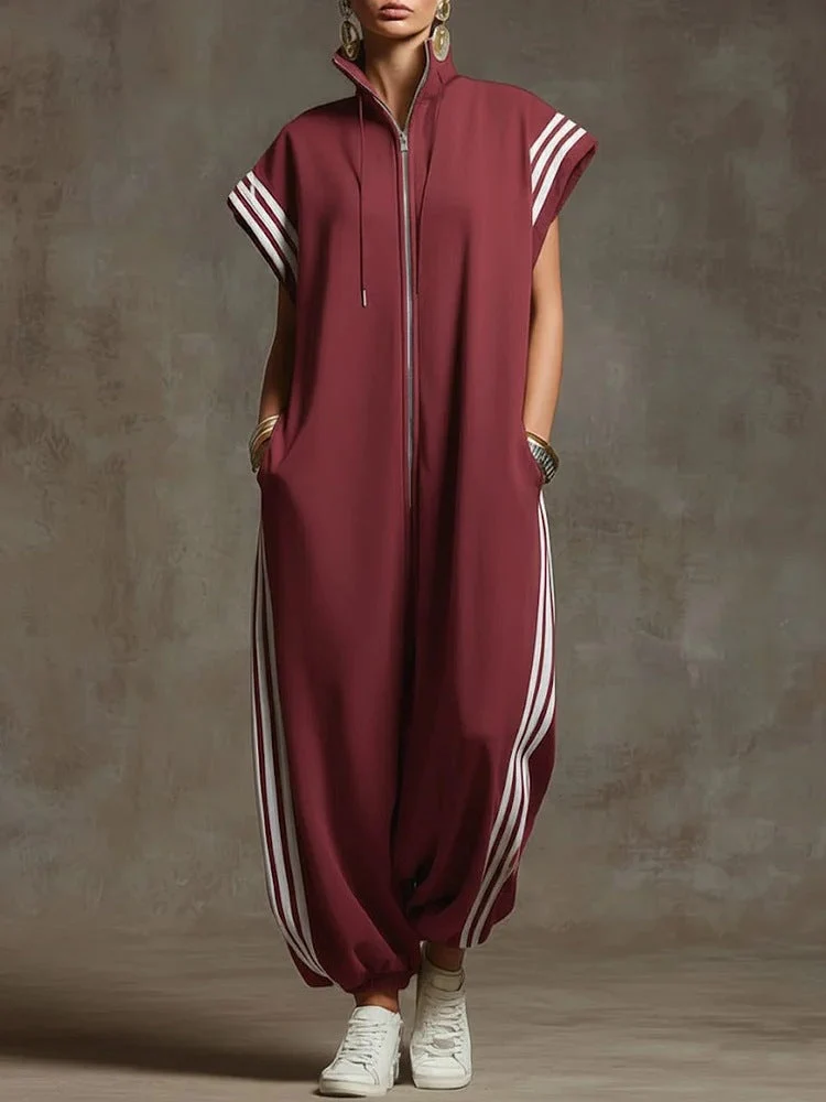 Damen Stylish Jumpsuit mit modernen Kontrasten Nord Taschen