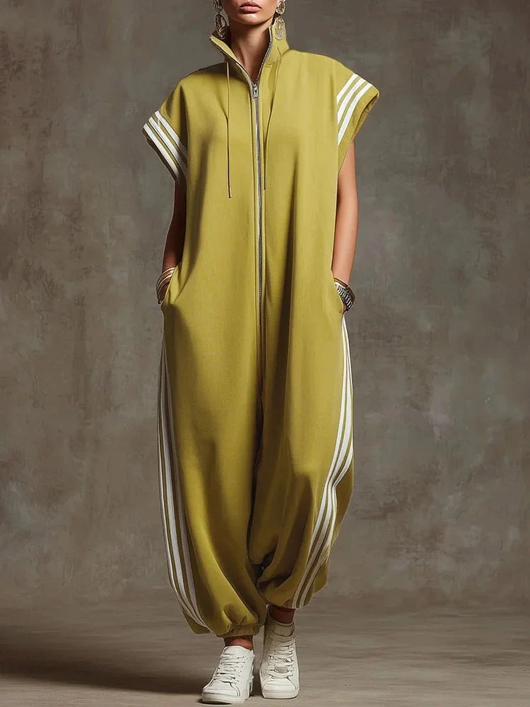 Damen Stylish Jumpsuit mit modernen Kontrasten Nord Taschen
