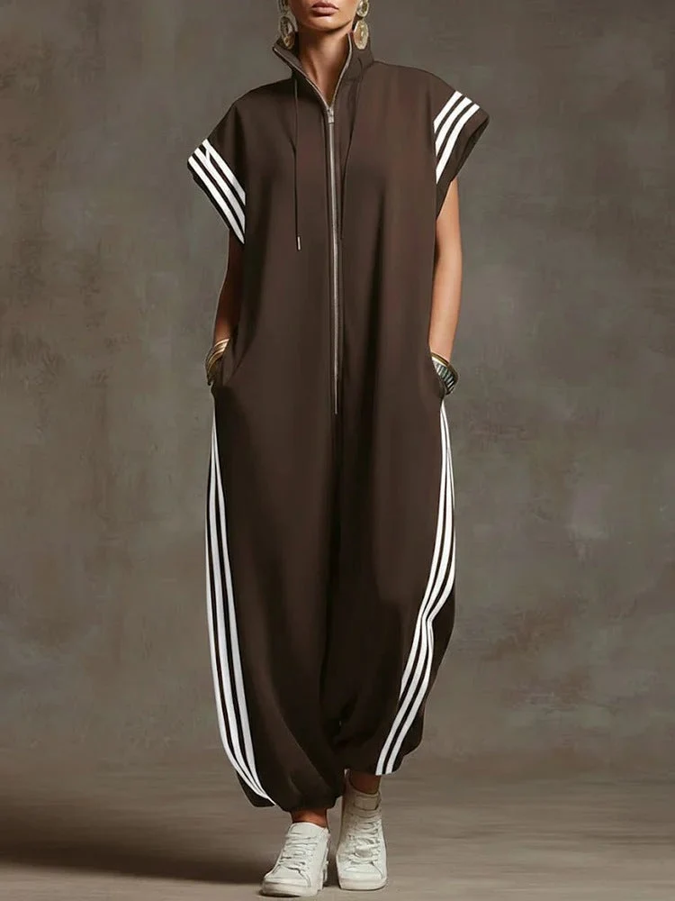 Damen Stylish Jumpsuit mit modernen Kontrasten Nord Taschen
