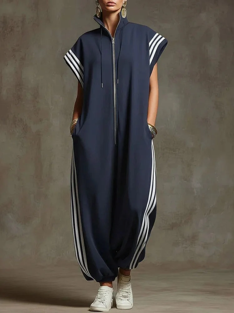 Damen Stylish Jumpsuit mit modernen Kontrasten Nord Taschen