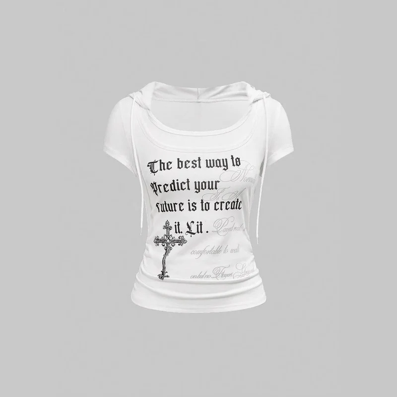 Damen Kapuzen-T-Shirt mit einzigartigem Schriftzug Nord Taschen