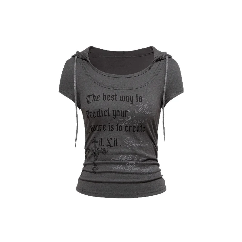Damen Kapuzen-T-Shirt mit einzigartigem Schriftzug Nord Taschen