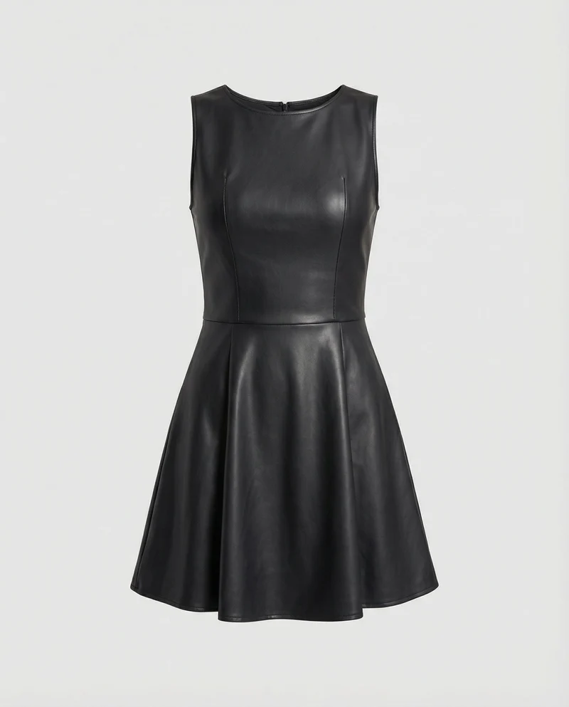 Damen Lederkleid mit schwingendem Rock