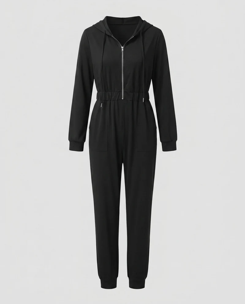 Damen Jumpsuit mit hohem Kragen und praktischen Taschen