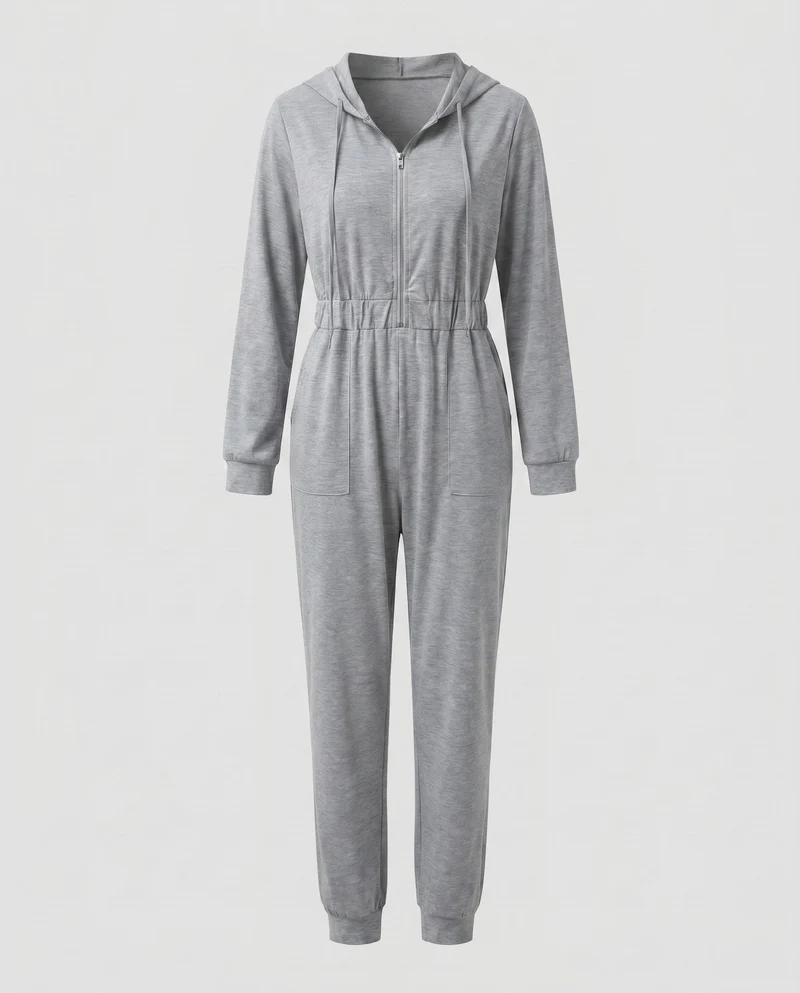 Damen Jumpsuit mit hohem Kragen und praktischen Taschen