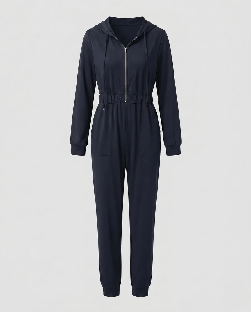 Damen Jumpsuit mit hohem Kragen und praktischen Taschen