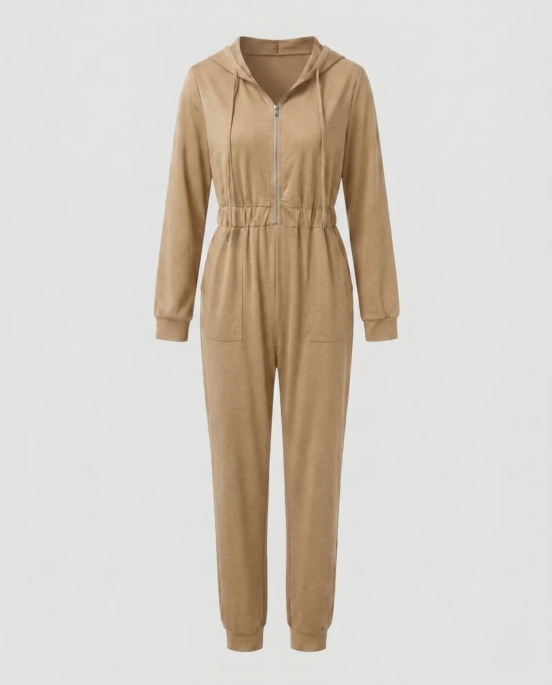 Damen Jumpsuit mit hohem Kragen und praktischen Taschen