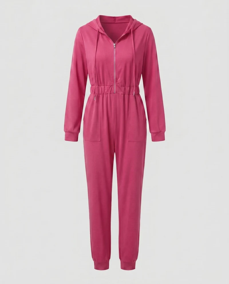 Damen Jumpsuit mit hohem Kragen und praktischen Taschen