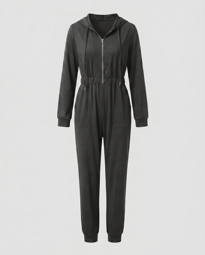 Damen Jumpsuit mit hohem Kragen und praktischen Taschen