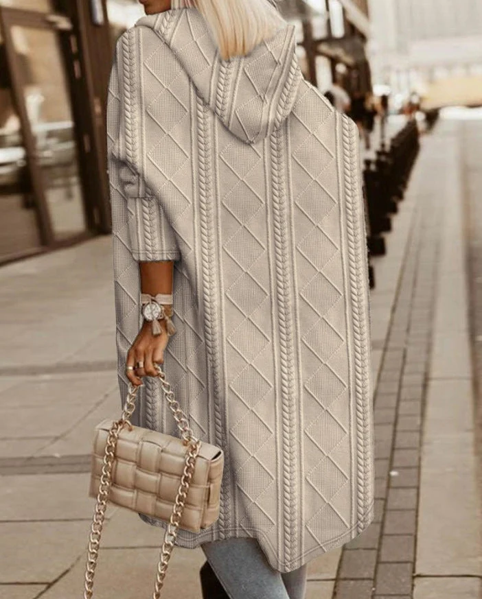 Cardigan - Langer Kapuzenpullover aus Baumwollmischung