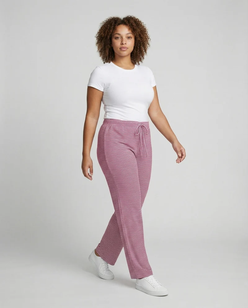 Damen Lockere Tunnelzugbund Jersey Jersey-Palazzohose