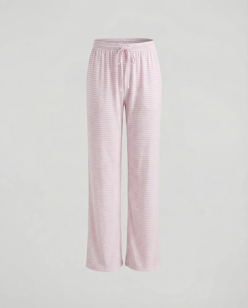 Damen Lockere Tunnelzugbund Jersey Jersey-Palazzohose