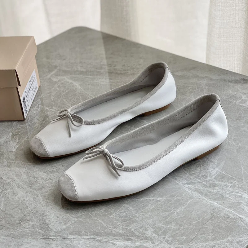 Damen Flache Ballerinas mit zierlichem Schleifenakzent