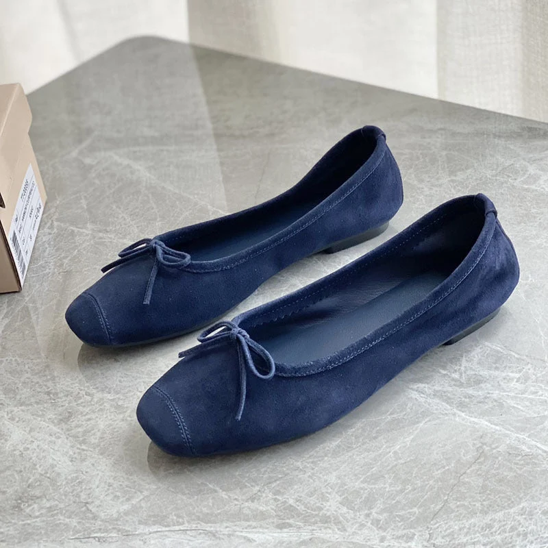 Damen Flache Ballerinas mit zierlichem Schleifenakzent